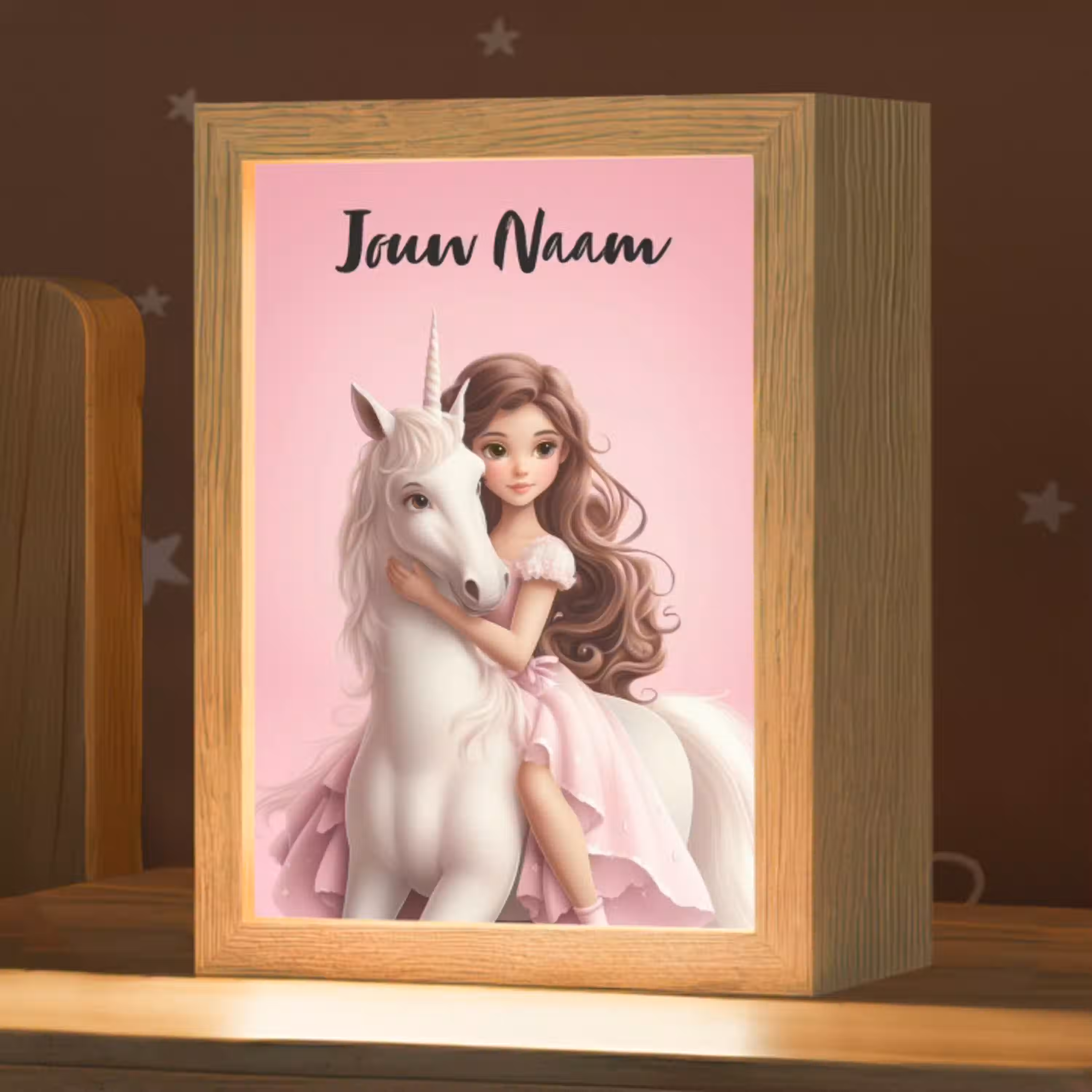Prinses - Roze - Eenhoorn Light Box met kabel (Kinderlampje) klein -zzz_3d_website