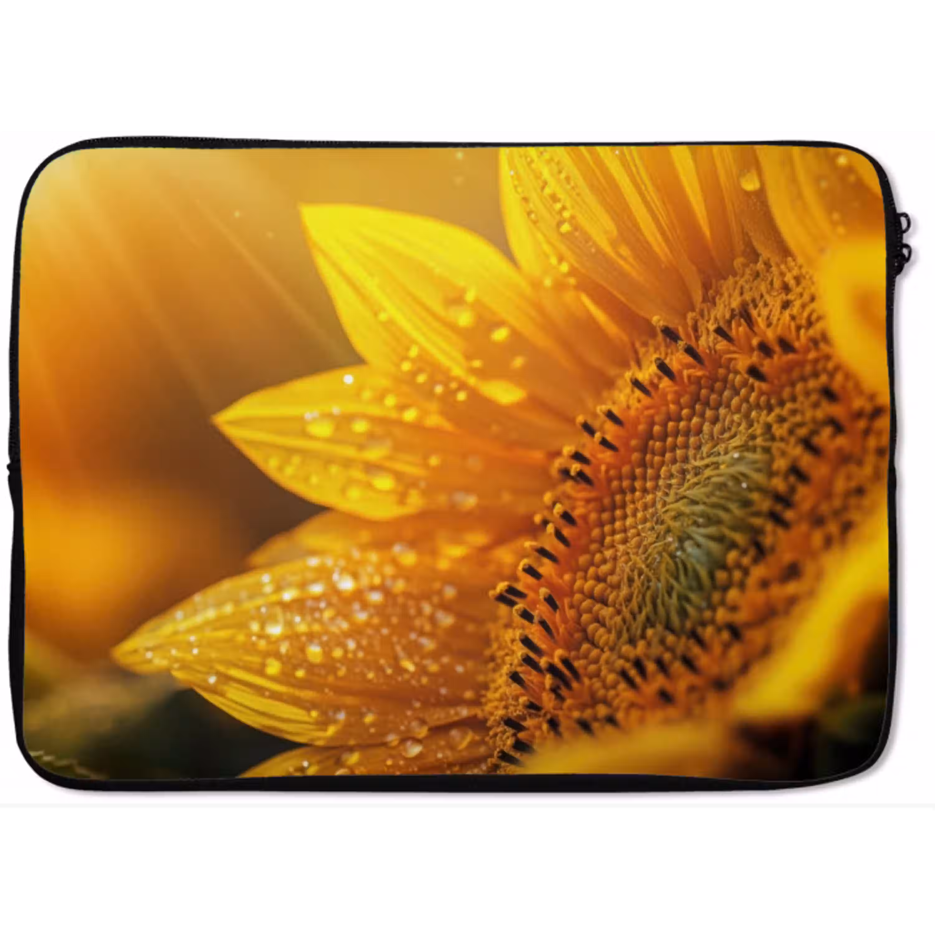 Zonnebloem - Dauwdruppels - Geel - Zonlicht laptophoes neopreen klein -zkaufland3dotto