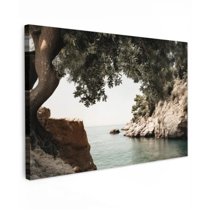 Rotsen - Zee - Boom - Groen canvas 2cm klein -z3d