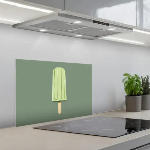 Groen - Waterijsje - Stokje - Illustratie keuken achterwand spatscherm klein -3d_schuin