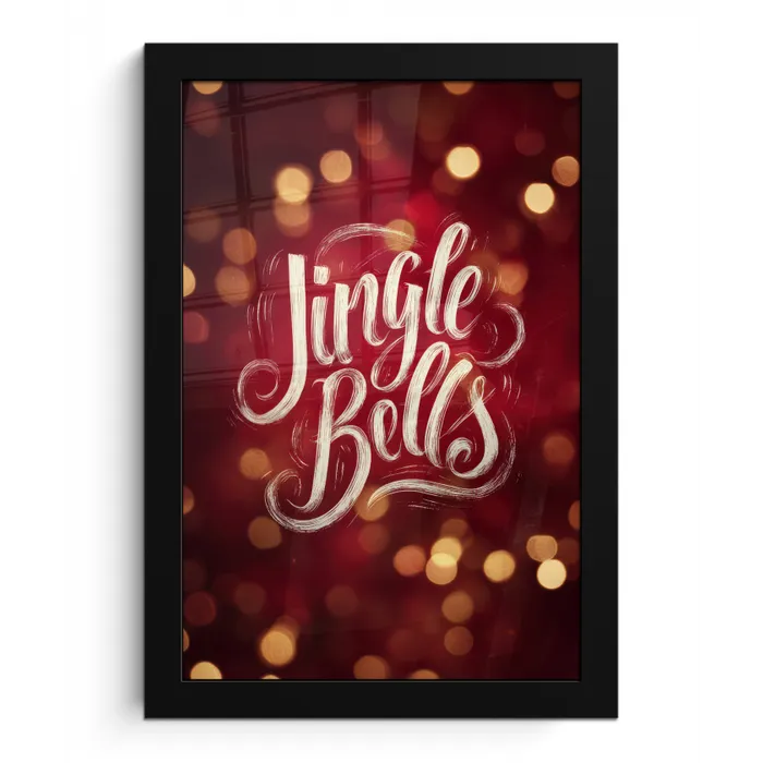 Jingle - Bells - Kerst - Rood fotolijst zwart zonder passe partout klein -3d