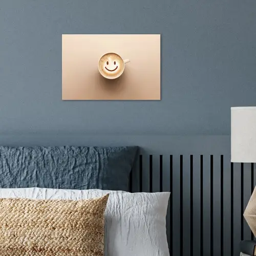 Koffie - Melkschuim - Lach - Beige poster papier klein -sfeer2