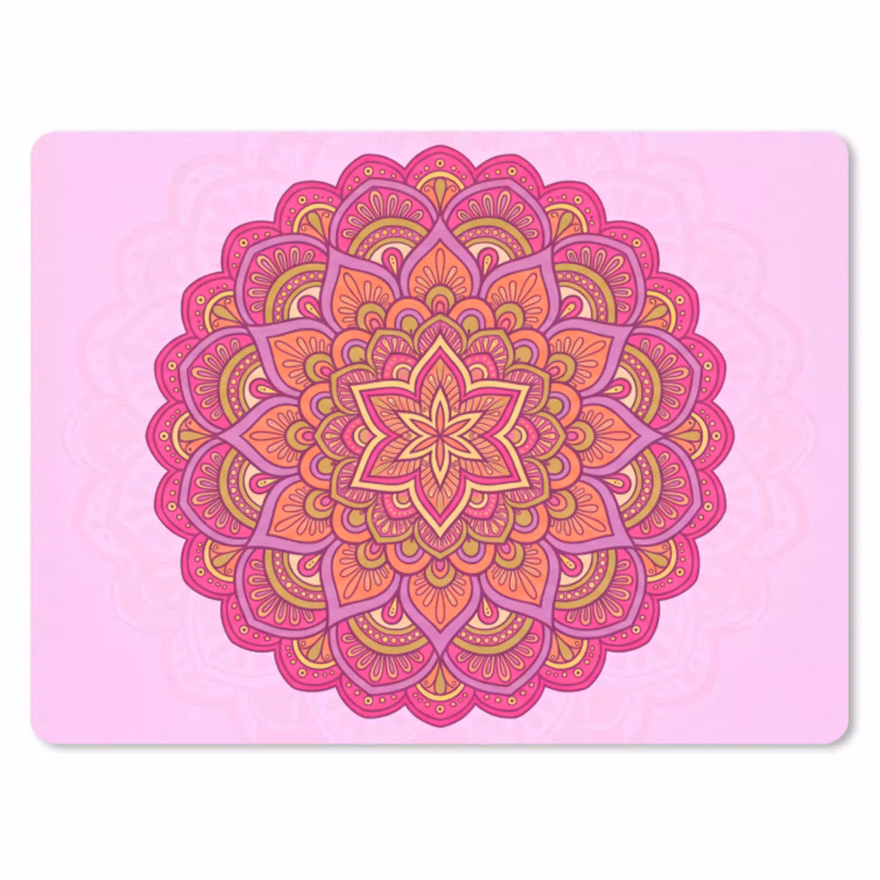 Mandala - Cirkel - Spiritueel - Oosters - Roze muismat rubber klein -3d