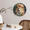 Leeuw - Leeuwenkop - Wilde dieren - Bloemen Wandcirkel kunststof plaat 5mm dik klein -sfeer4