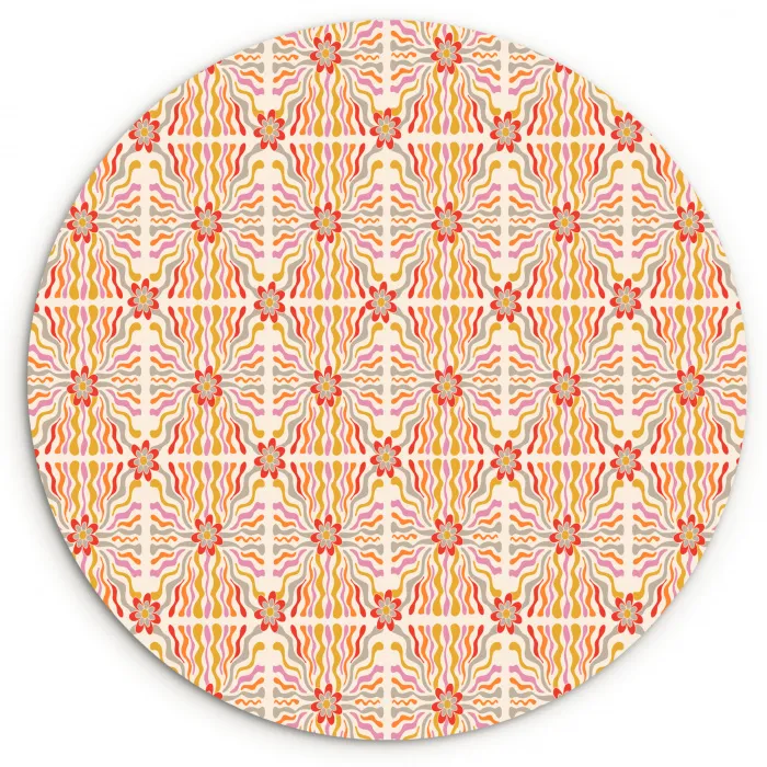 Patroon - Retro - Kleur Wandcirkel kunststof plaat 5mm dik klein 188 -3d