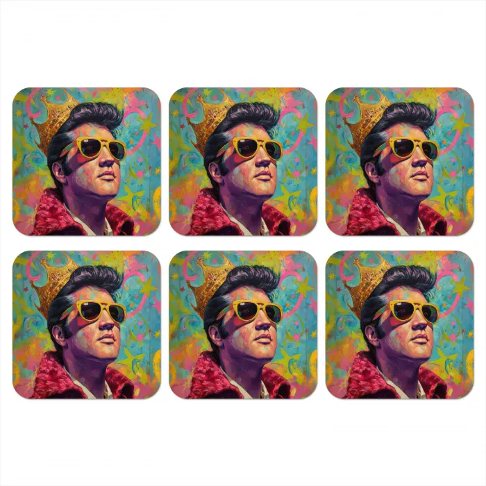 Kleurrijk portret - Kroon - Sterren onderzetter kurk middel -3d