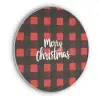 Geruit - Rood - Tekst - Christmas Akoestische PET Vilt - Rond klein -3d