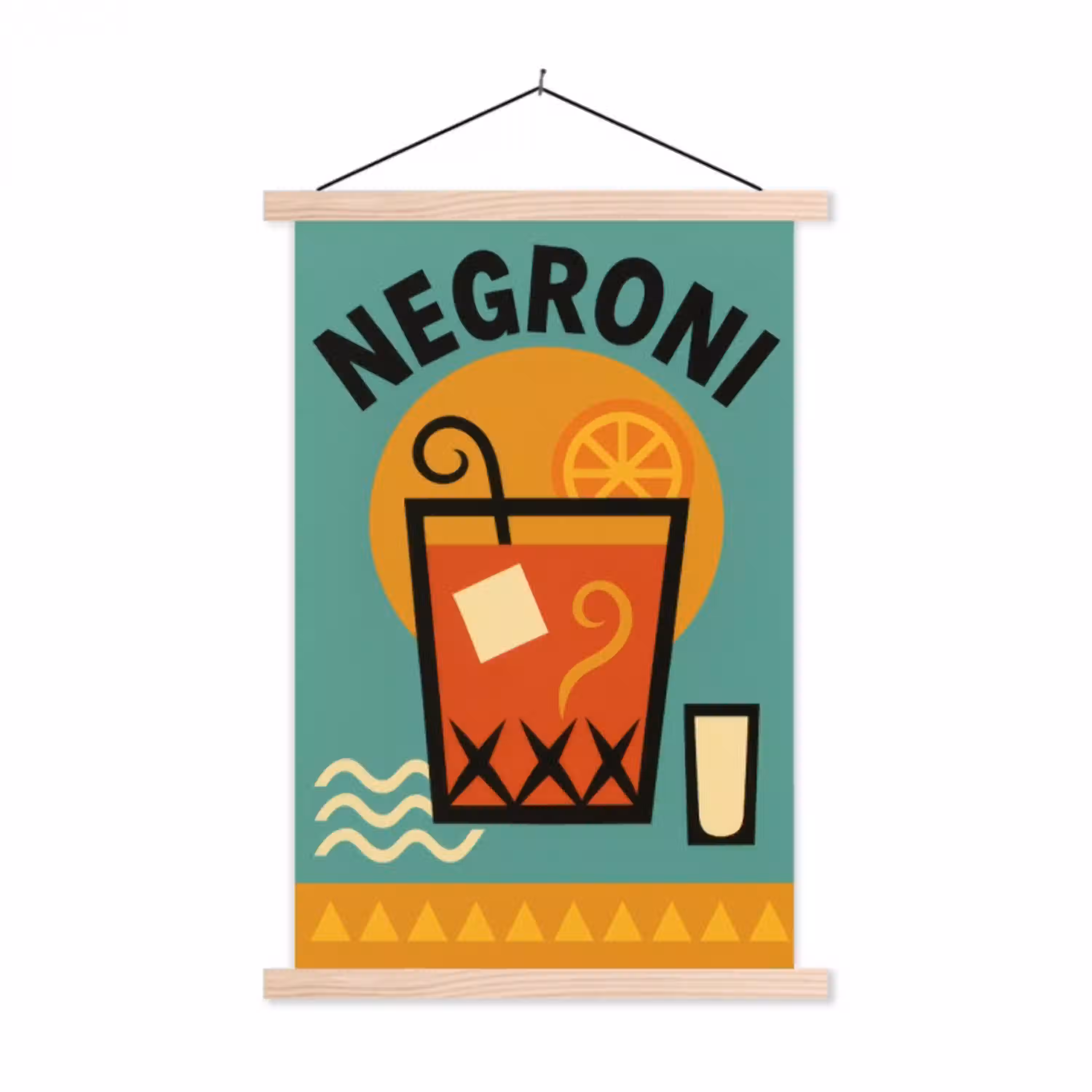 Cocktail - Negroni - Art - Sinaasappel textielposter latten blank klein -3d