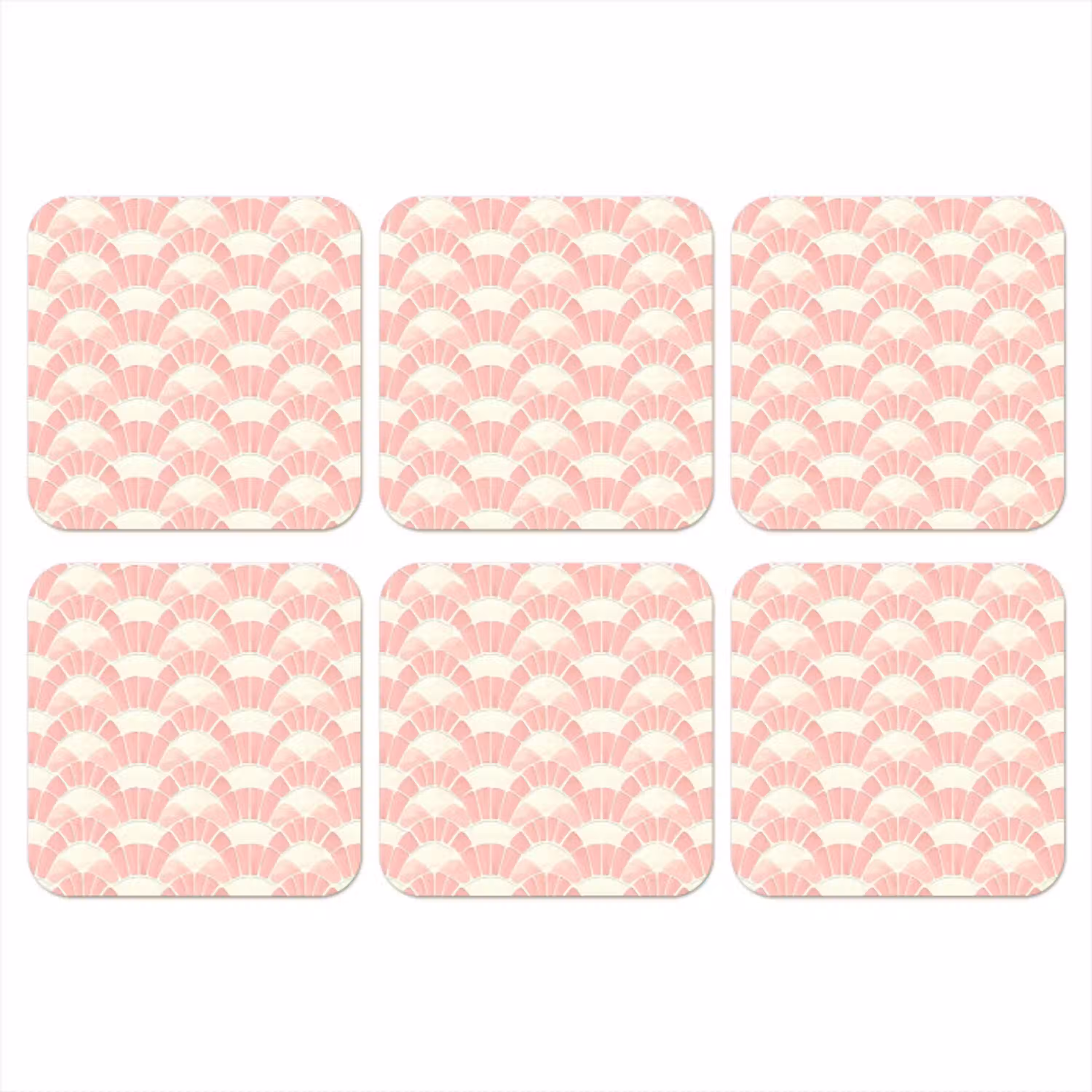 Roze - Waaiers - Mozaïek - Patroon onderzetter kurk middel 366 -3d