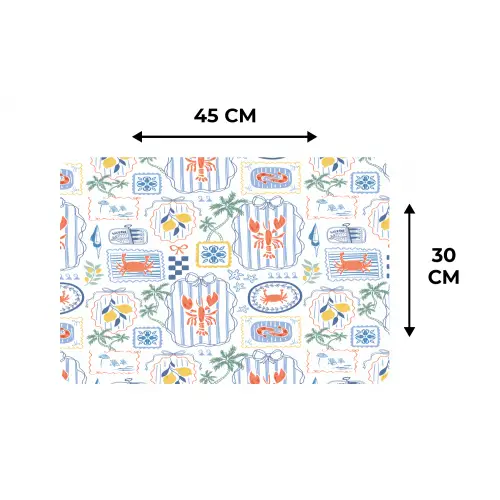 Zee - Sfeer -  Krab - Blauw Placemat vinyl groot 368 -specs