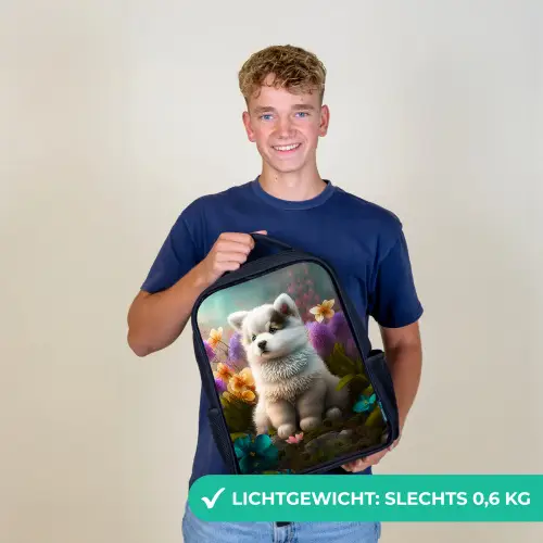 Puppy - Bloemen - Planten - Natuur - Husky Rugzak - Zwart middel -sfeer7_NL
