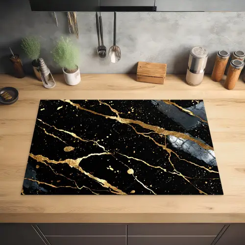 Zwart - Goud - Strepen Inductie beschermer vinyl 3mm klein -sfeer5