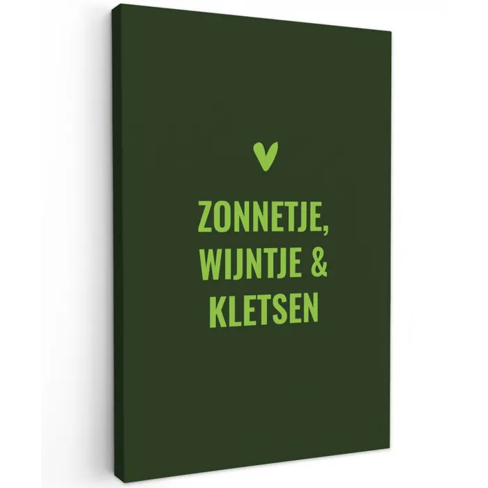 Donkergroen - Quote - Zon - Zomer canvas 2cm klein -z3d