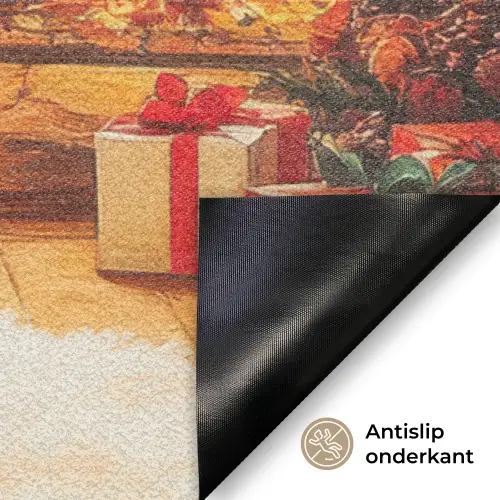 Winter - Kerst - Huis - Openhaard Deurmat klein -antislip_NL