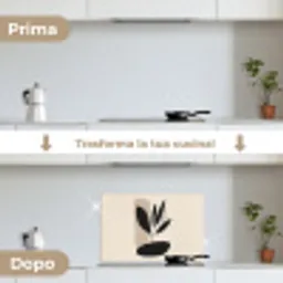 Plant - Beige - Japandi keuken achterwand spatscherm klein -voor_na_IT