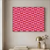 Rood - Roze - Schaakbord - Valentijn Textielframe zwart klein -sfeer2