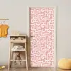 Doolhofpatroon - Roze - Wit - Abstract deurposter klein 289 -sfeer4