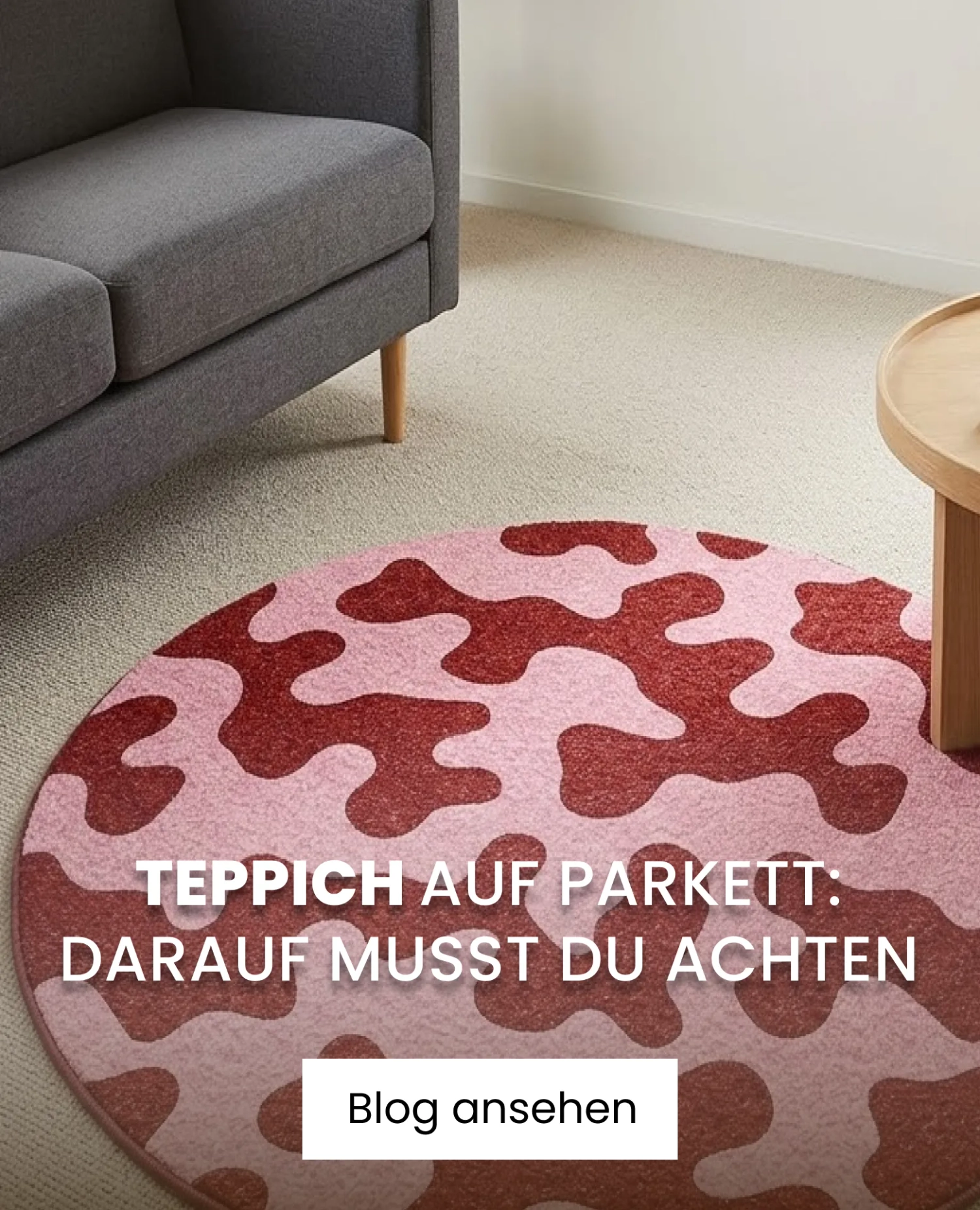 rot-rosa teppich auf parkett