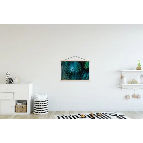 Bladeren - Tropisch - Jungle -  Natuur textielposter latten blank klein -kinderkamer