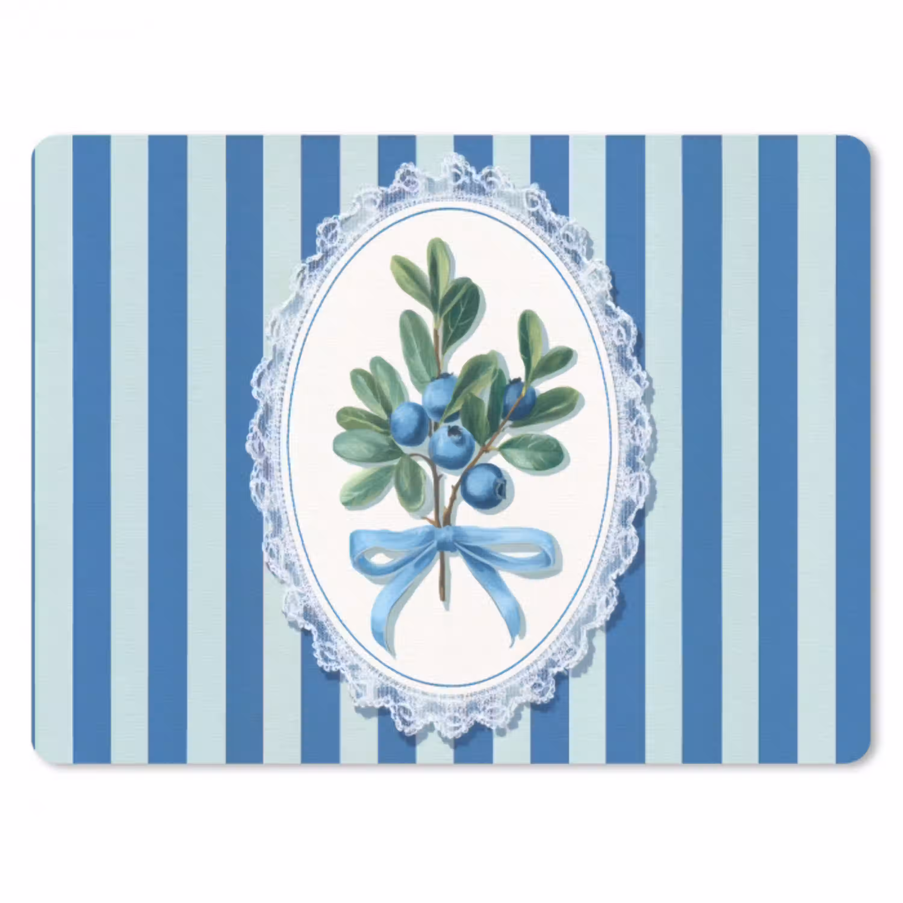 Illustratie - Bessen - Blauw - Strepen muismat rubber klein -3d