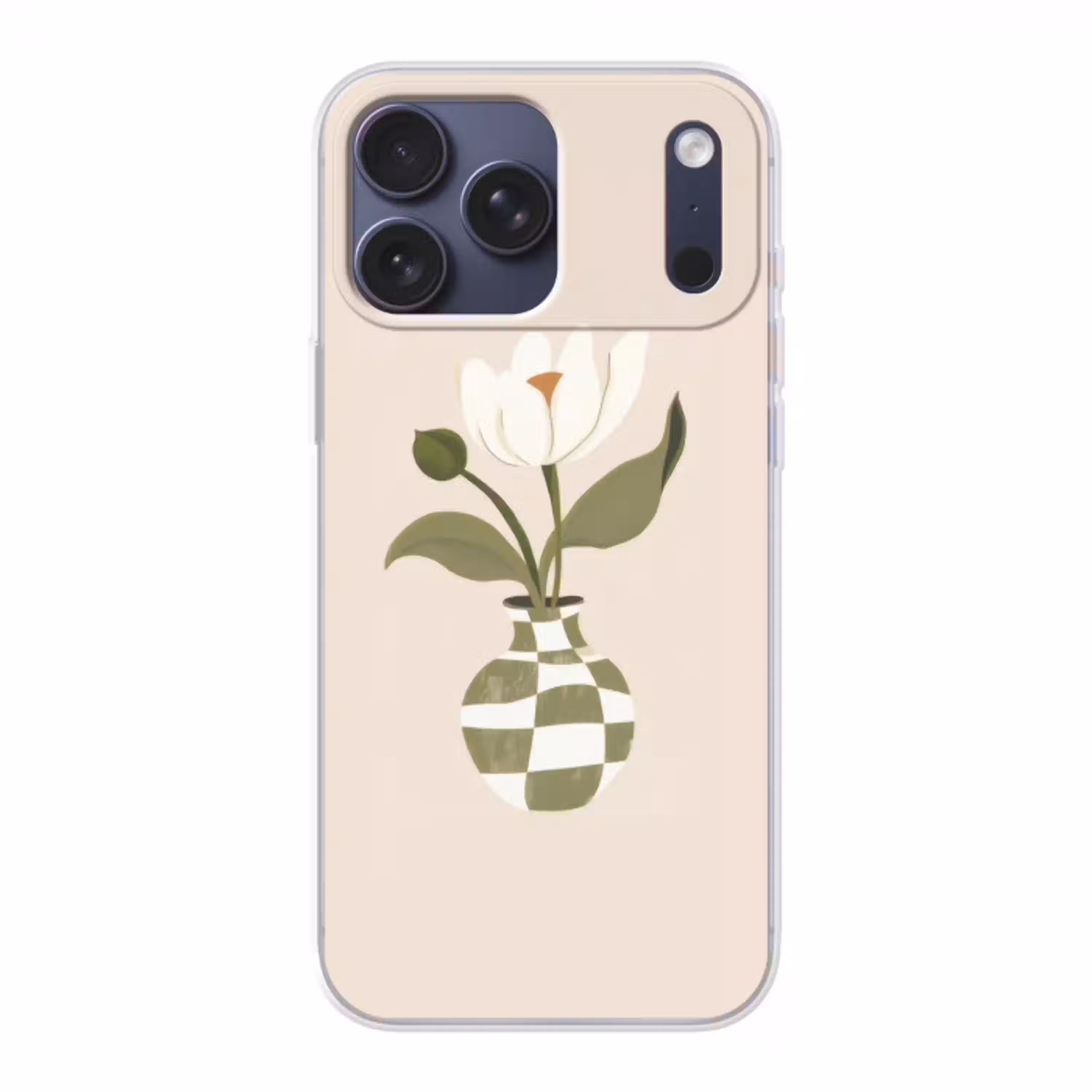 Vaas - Geruit - Bloem - Groen Telefoonhoesje iPhone 17 Pro Max klein -3d