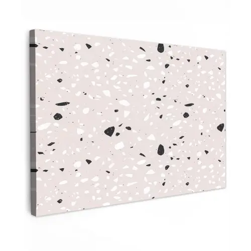Terrazzo -  Patroon - Zacht - Zwart - Wit Tuinposter op houten frame 2 cm dik klein 845 -3d