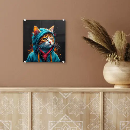 Graffiti - Kat - Zwart - Jas plexiglas 5mm klein -sfeer5
