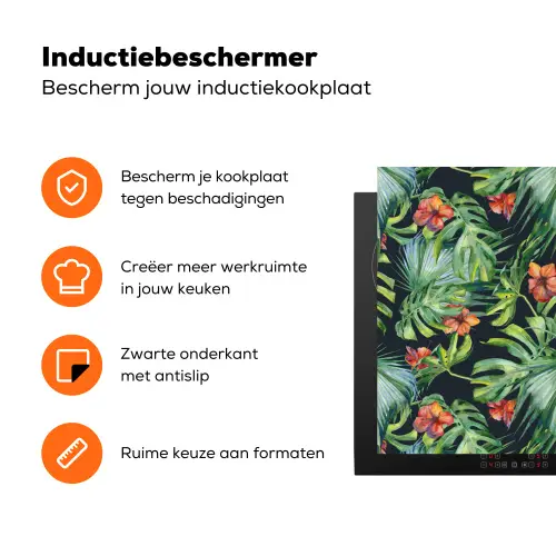 Tropical - Bloemen - Bladeren - Jungle Inductie beschermer vinyl 3mm klein -zzzzzzz-td-ups