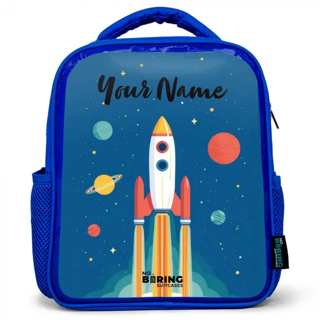 Kids' Backpacks with name Blue -. Rocket - Planet - Stars - Multicolored