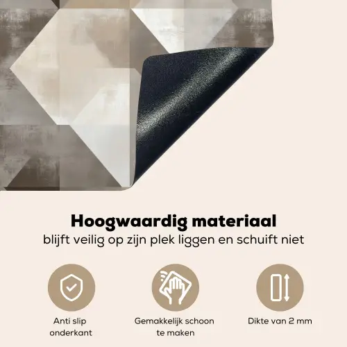 Geometrisch - Motief - Aardetinten Inductie beschemer met haakjes klein 777 -ky-onderkant-nl