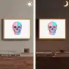 Schedel - Grafisch - Roze - Verdeeld Light Box met batterij (Wandlamp) middel -sfeer3