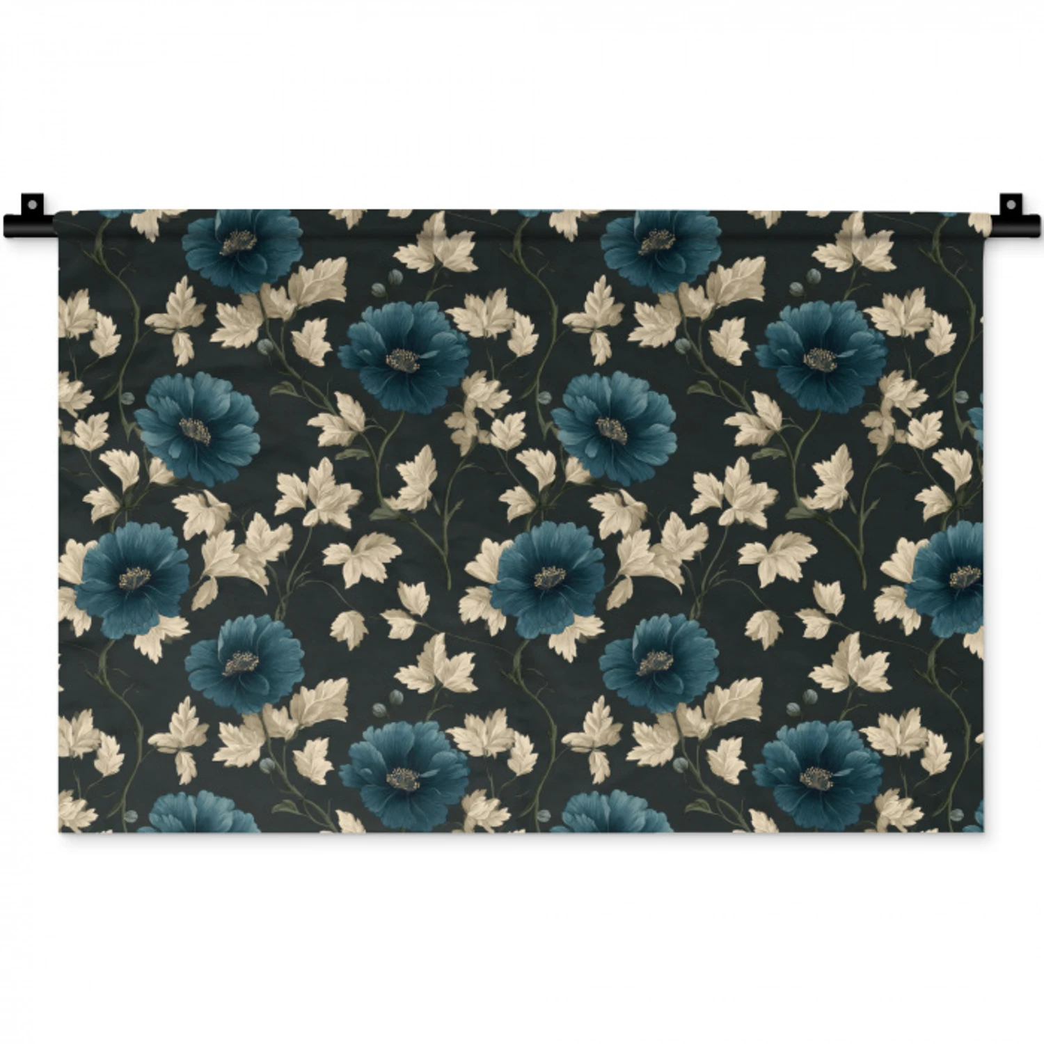 Botanisch - Bloemen - Blauw Wandkleed katoen klein 269 -zz3d