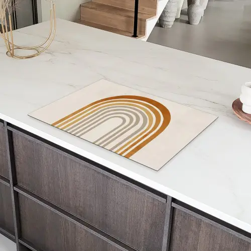 Minimalistisch - Boog - Lijnen - Beige Inductie beschermer vinyl 3mm klein -sfeer8