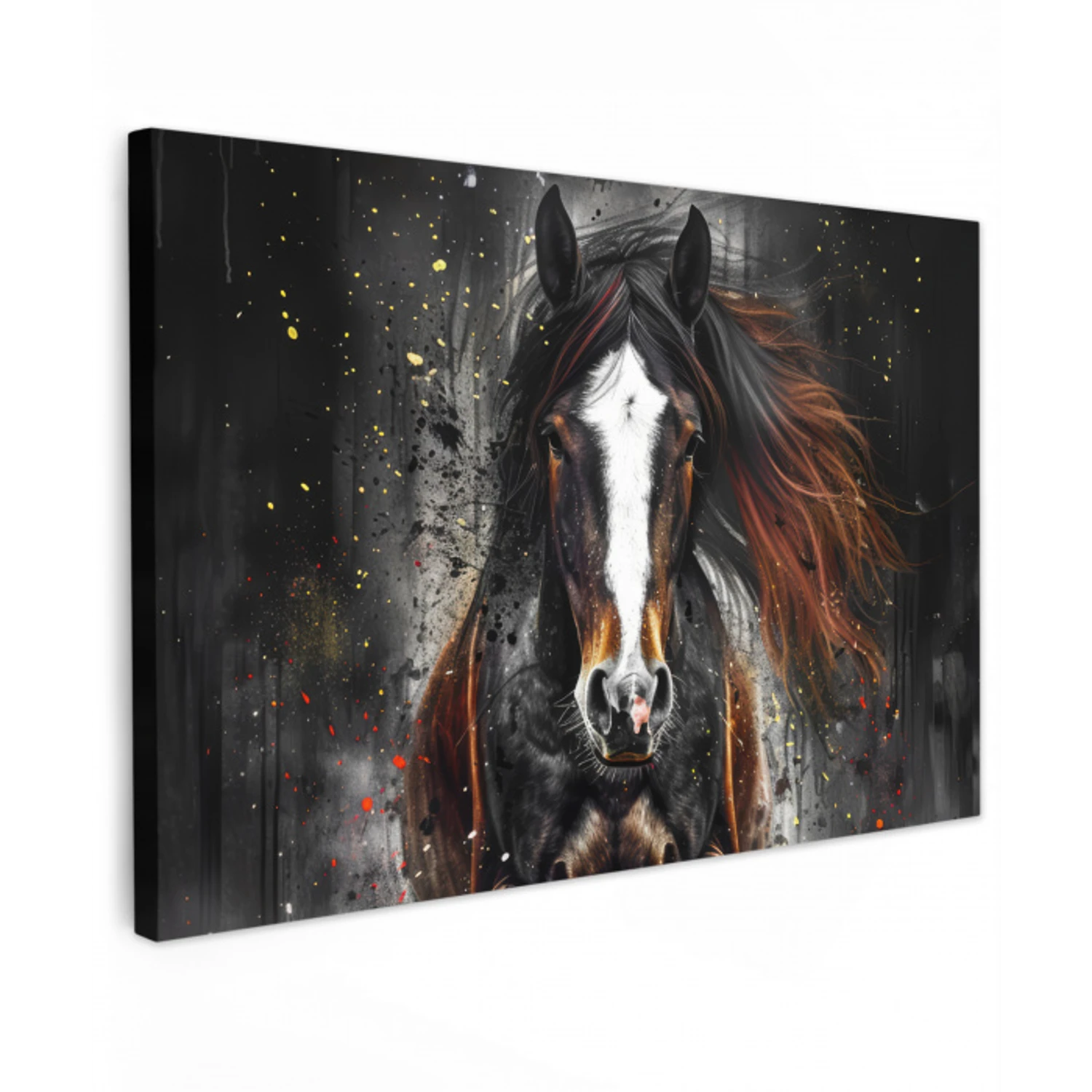 Paard - Dieren - Zwart - Luxe - Modern canvas 2cm klein -z3d