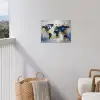 Wereldkaart - Blauw - Abstract tuinposter los doek klein -sfeer8