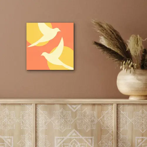 Vogels - Cirkels - Geel aluminium wit klein -sfeer4