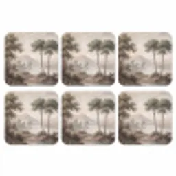 Bomen - Meer - Bergen - Illustratie onderzetter kurk middel -3d