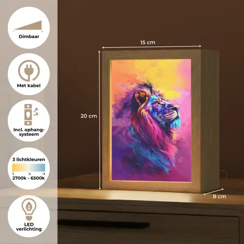 Leeuw - Verf- Kleuren - Dier Light Box met kabel klein -USP_NL