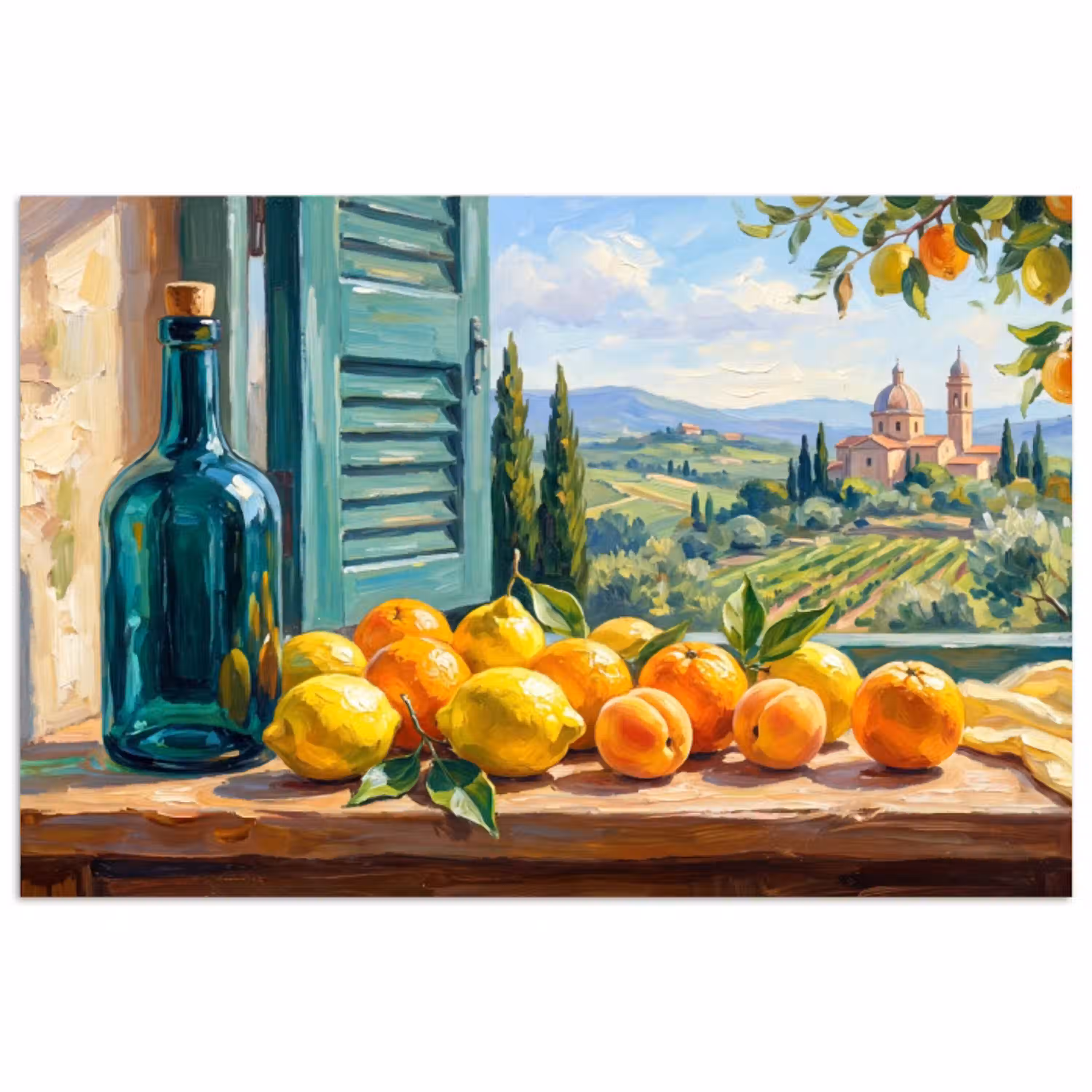 Fles - Fruit - Stilleven poster papier klein -3d