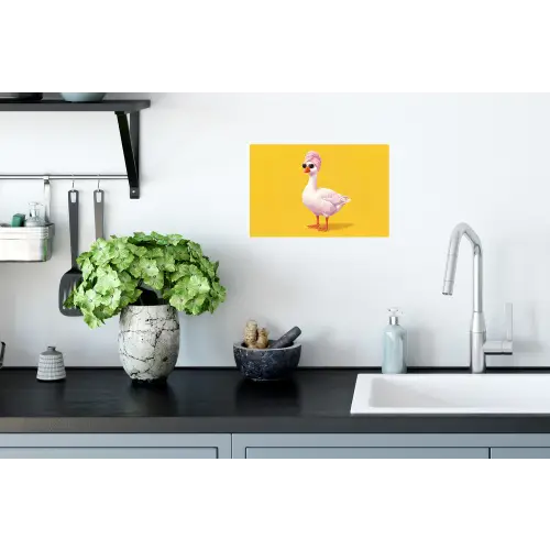 Eend - Zonnebril - Geel Muursticker klein -keuken