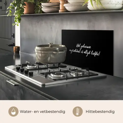 Quotes - Koken - Het geheime ingrediënt is altijd liefde! - Spreuken - Liefde keuken achterwand spatscherm klein -usp_NL