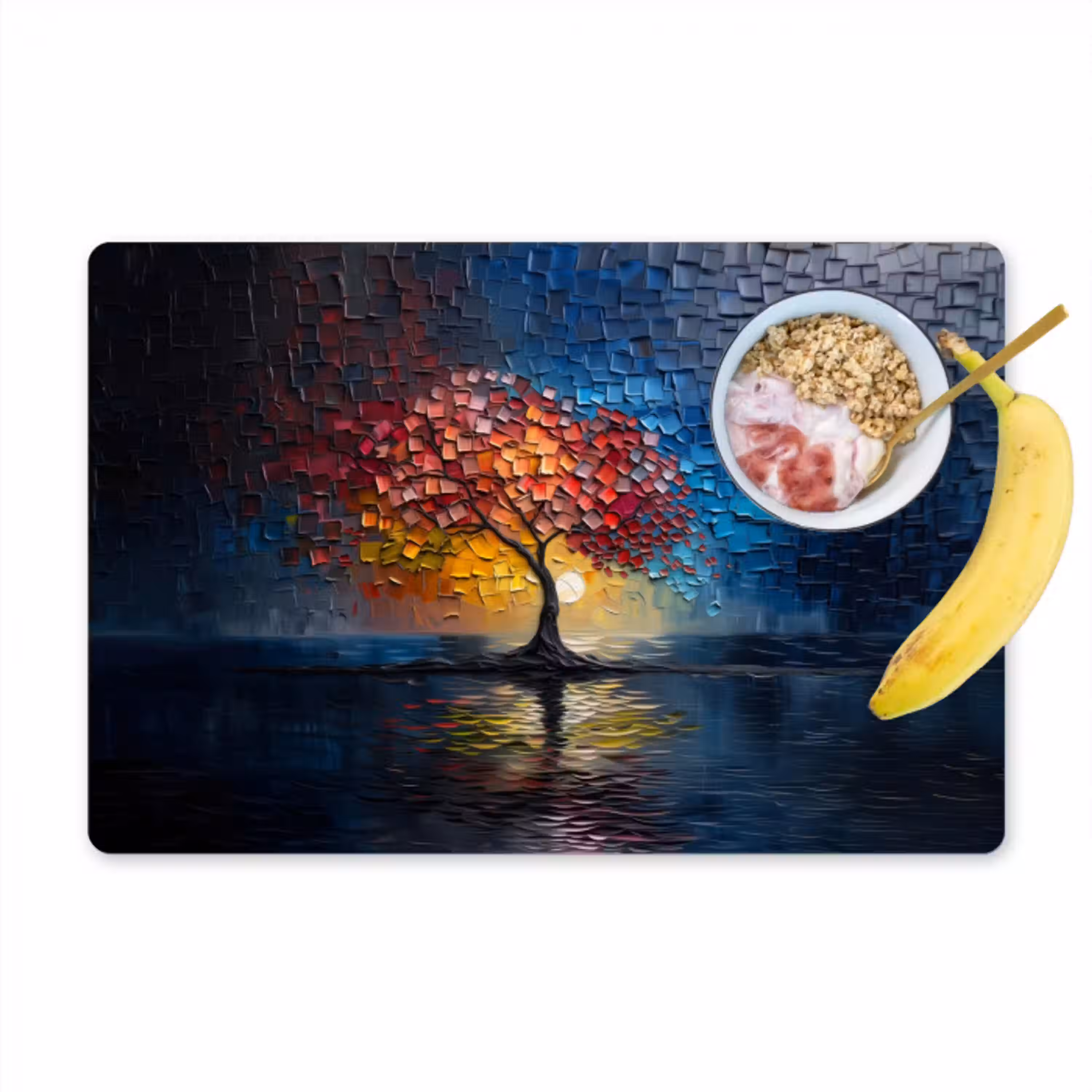 Boom - Blauw - Bladeren - Vakken Placemat vinyl groot -zzzproduct_Kitchenyeah-website