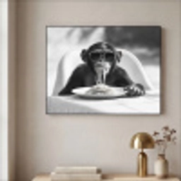 Aap - Spaghetti - Zonnebril - Zwart wit - Cool - Dier Textielframe - compleet frame klein -sfeer2