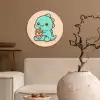 Dino - Boba - kawaii - Oranje Wandcirkel kunststof plaat 5mm dik klein -sfeer1