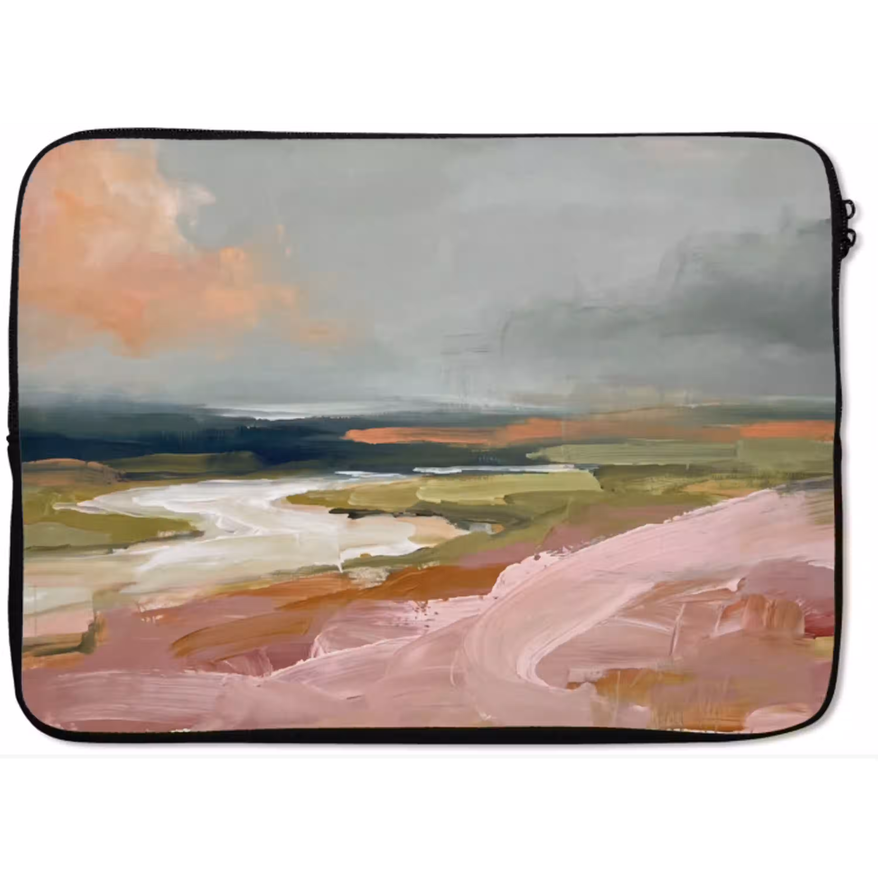 Landschap - Rivier - Abstract - Roze - Groen laptophoes neopreen klein -zkaufland3dotto