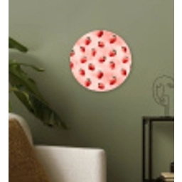 Aardbei - Patroon - Roze Wandcirkel kunststof plaat 5mm dik klein 188 -sfeer3
