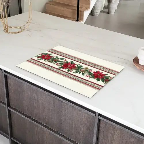 Kerststrook - Poinsettia - Rood - Groen Inductie beschermer vinyl 3mm klein -sfeer8