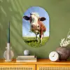 Koe - Dieren - Bloemen - Gras Wandcirkel Ovaal Forex klein -sfeer2