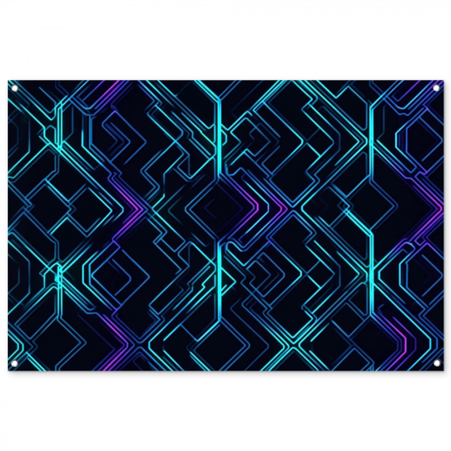 Gaming - Ruitvormen - Abstract - Neon - Paars tuinposter los doek groot -3d