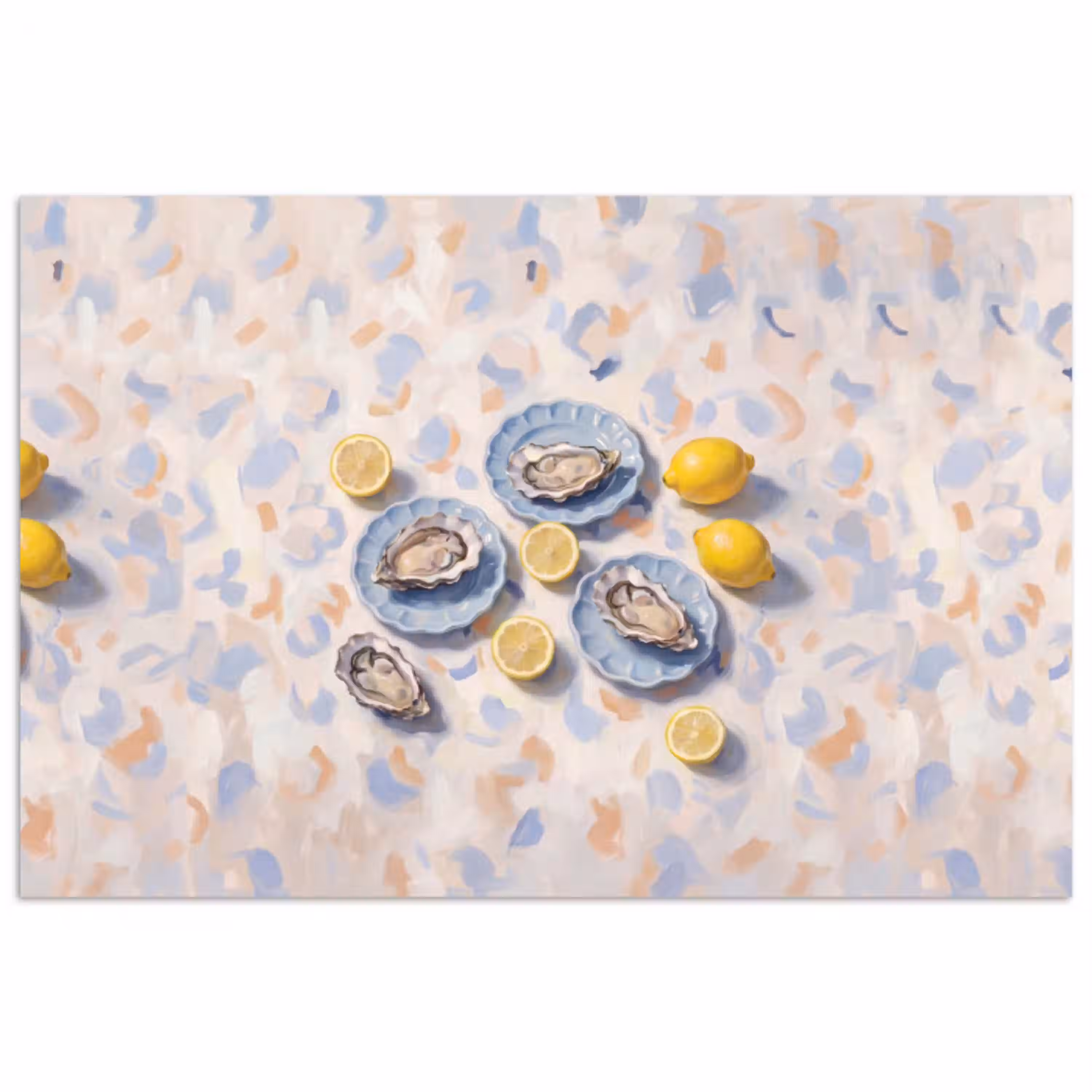 Eten - Oesters - Citroenen - Modern - Geel poster papier klein -3d